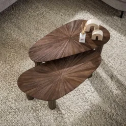 Salontafels-Fraaai - Jared salontafel set van 2 hoekvormig Maya teak - bruin