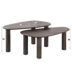 Salontafels-Fraaai - Jared salontafel set van 2 hoekvormig Maya teak - bruin
