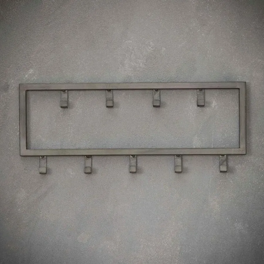 Kapstokken-Fraaai - Kapstok industrieel 9 haken - 50 cm zwart