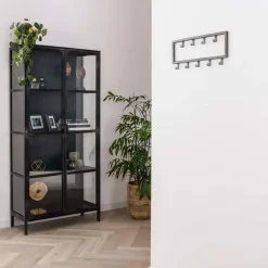 Kapstokken-Fraaai - Kapstok industrieel 9 haken - 50 cm zwart