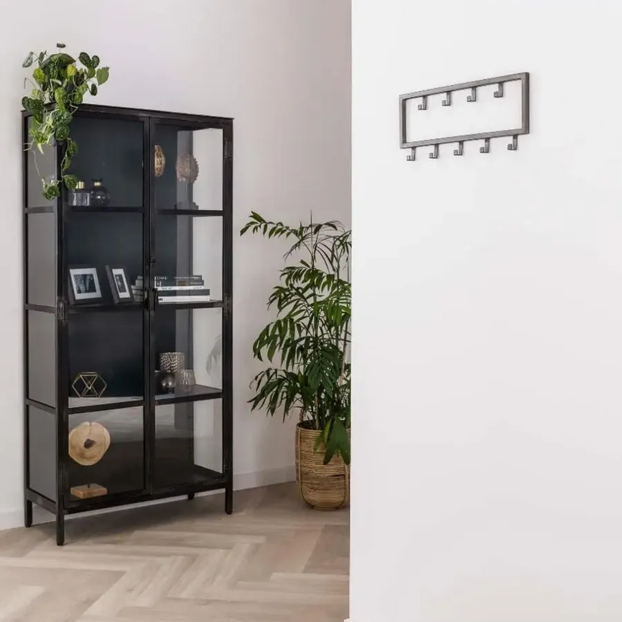 Kapstokken-Fraaai - Kapstok industrieel 9 haken - 50 cm zwart