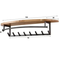 Fraaai - Leanne wandkapstok 8 haken hoedenplank