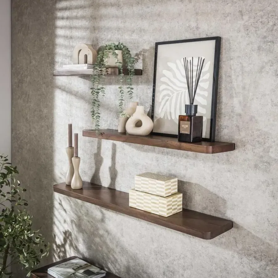 Wandplanken-Fraaai - Marino wandplank - 120 cm - acaciahout - bruin