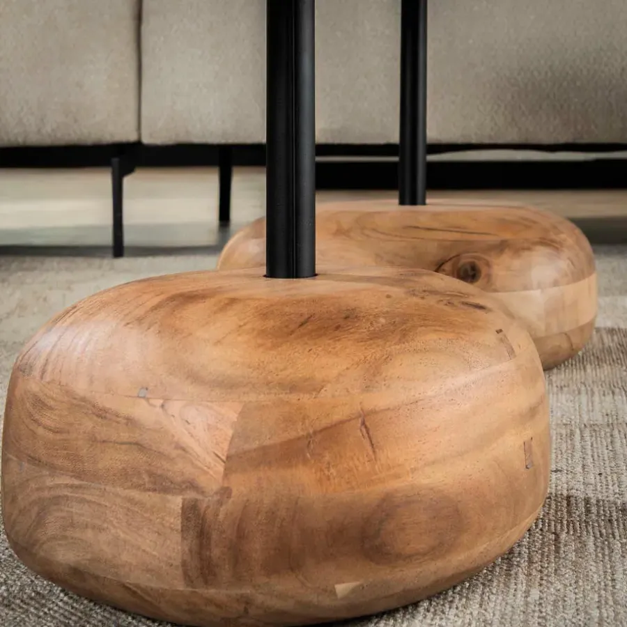 Salontafels-Fraaai - Nicholas salontafel set van 2 driehoekig - massief acacia
