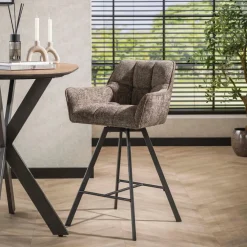 Barkrukken-Fraaai - Ramon draaibare barstoel - 69 cm - geweven - taupe