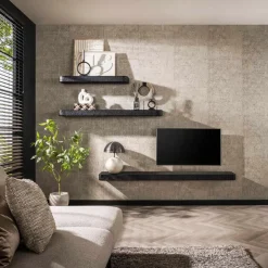 Fraaai - Sani wandplank - 100 cm - metallic - zwart