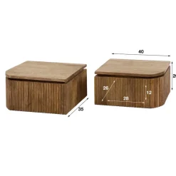 Nachtkastjes|Nachtkastjes-Fraaai - Sedona nachtkastje set van 2 wave L+R afgerond - mangohout