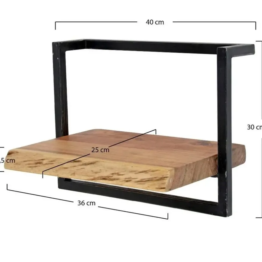Fraaai - Woody metaal wandplank 40 cm