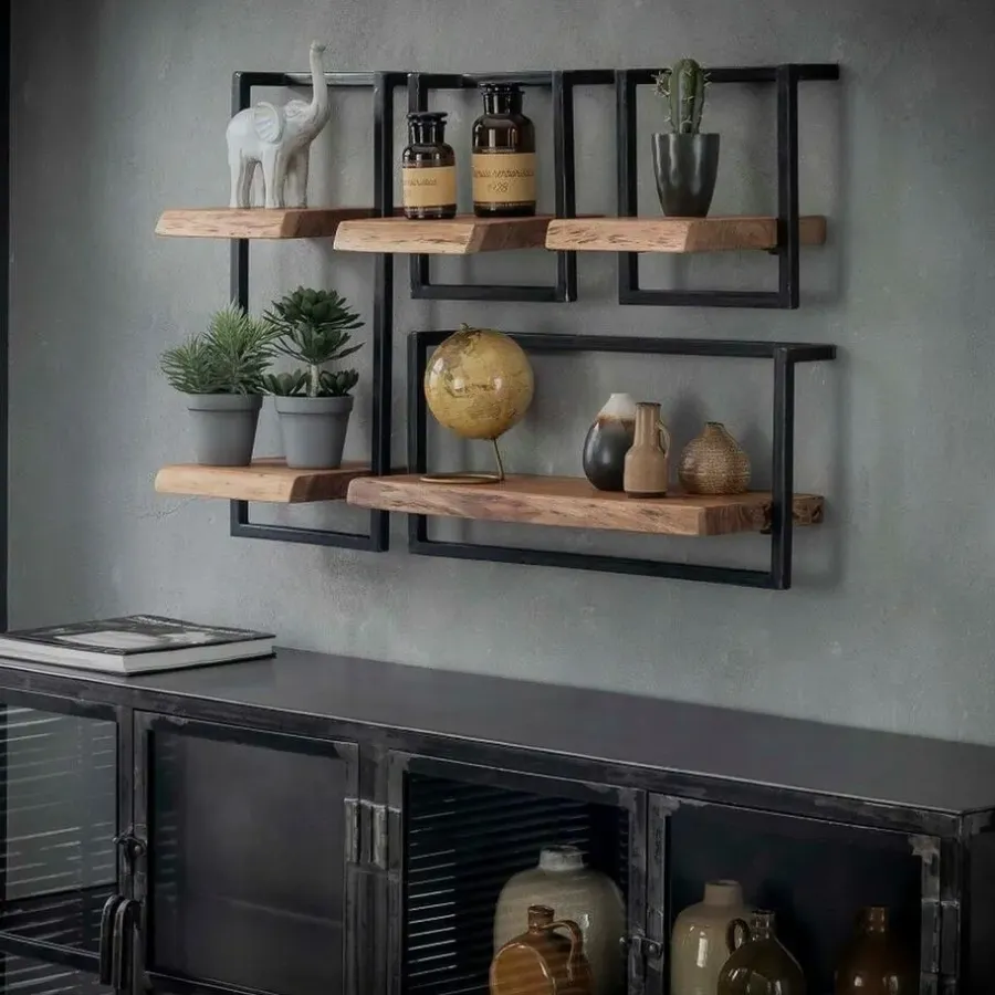 Wandplanken-Fraaai - Woody metaal wandplank 30 cm