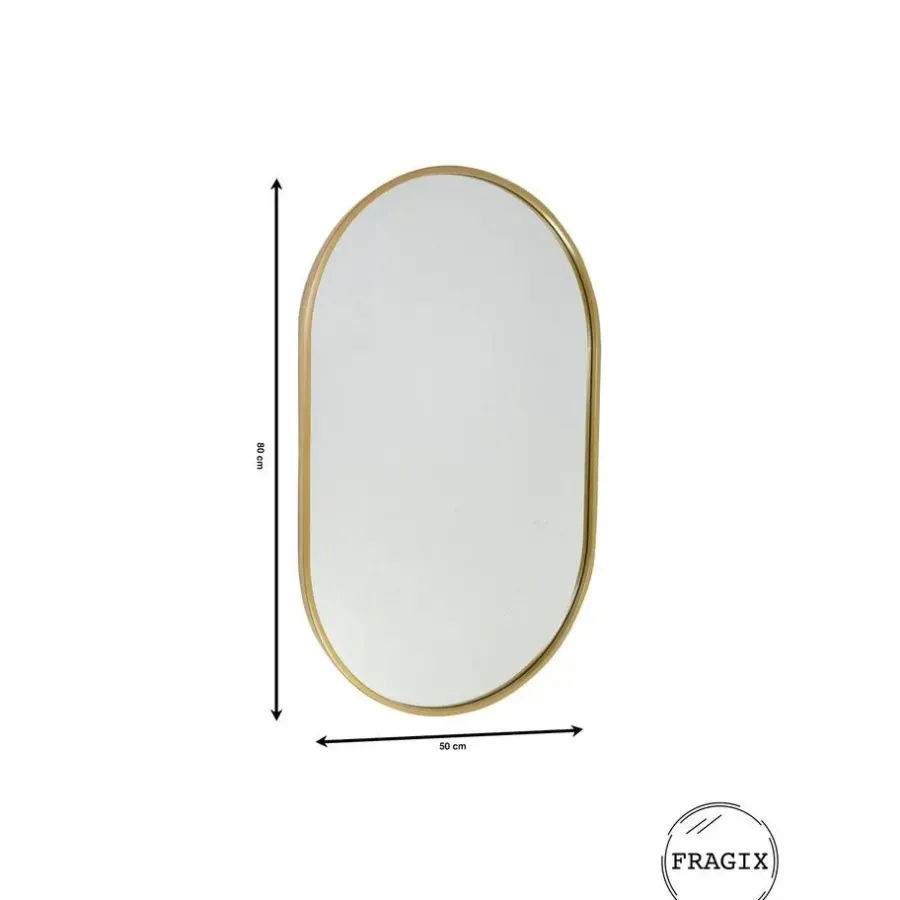 Fragix Boston Spiegel Ovaal - Goud - Metaal - 80x50
