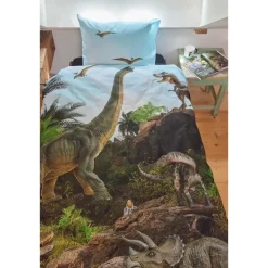 Kinderdekbedovertrekken-FREEK VONK Dappere Dinos dekbedovertrek - 140x200 - Naturel