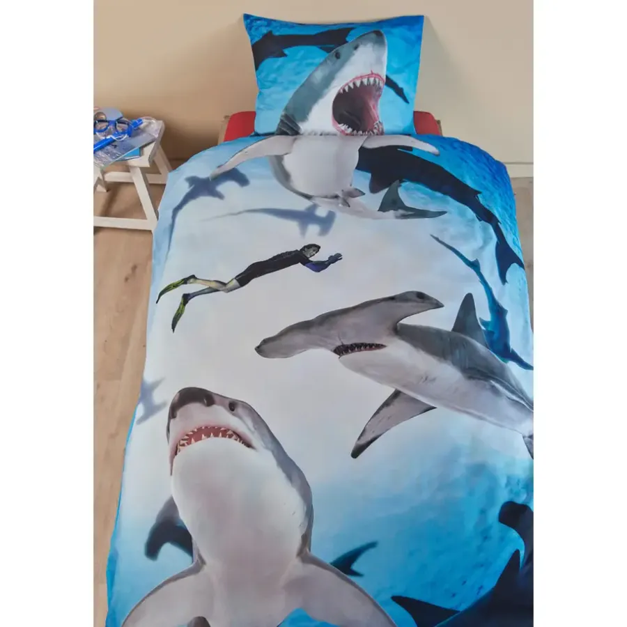 Kinderdekbedovertrekken-Freek Vonk dekbedovertrek - haaien - 140x200 cm
