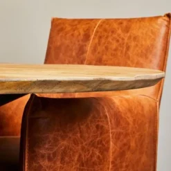 Industriële Eettafels|Ronde Eettafels-Furndea Brixon eettafel industrieel rond mangohout 77xØ140 cm