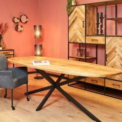 Industriële Eettafels-Furndea Eettafel Eleanor Deens ovaal naturel 200x100x76cm