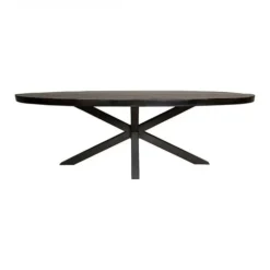 Industriële Eettafels|Ovale Eettafels-Furndea Eettafel Morada industrieel ovaal mangohout zwart 160x90x76cm