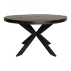 Furndea Eettafel Morada industrieel rond mango hout zwart 120x120x76cm