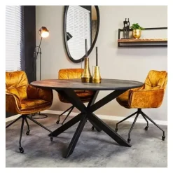 Industriële Eettafels-Furndea Eettafel Orianna rond - zwart 140cm