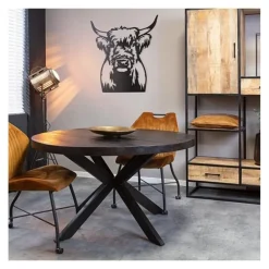 Furndea Morada eettafel industrieel rond mango hout zwart 76xØ140 cm