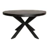 Industriële Eettafels|Ronde Eettafels-Furndea Morada eettafel industrieel rond mango hout zwart - 76xØ130 cm
