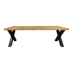 Rechthoekige Eettafels|Industriële Eettafels-Furndea Morada eettafel industrieel rechthoek X poot mangohout 76x100x220 cm