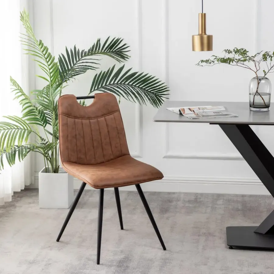 Furnihaus Eetkamerstoel Leon Microvezel Cognac Set van 2