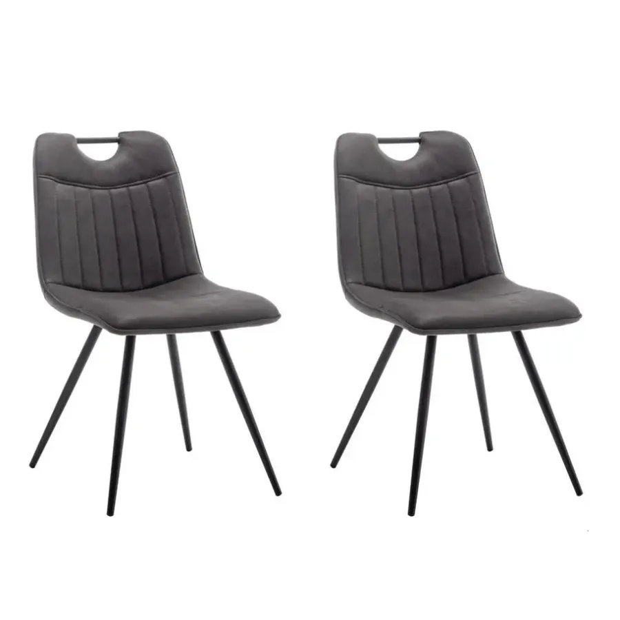 Furnihaus Eetkamerstoel Leon Microvezel Antraciet Set van 2