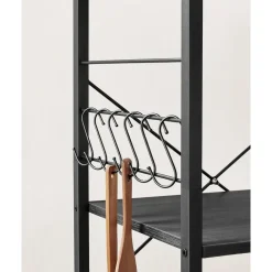 Furnihaus Keukentrolley - op wieltjes - 2 legplanken - zwart - 60cm