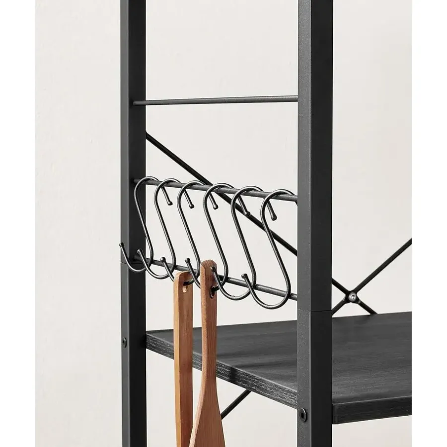 Furnihaus Keukentrolley - op wieltjes - 2 legplanken - zwart - 60cm