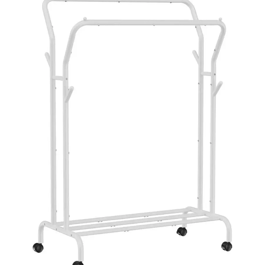 Furnihaus Kledingroede Kledingrek Dubbele Kledingophangrail met wielen 103,5 cm