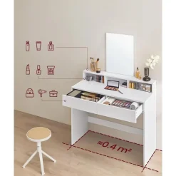 Furnihaus Makeup tafel met rechthoekige spiegel en 2 lades
