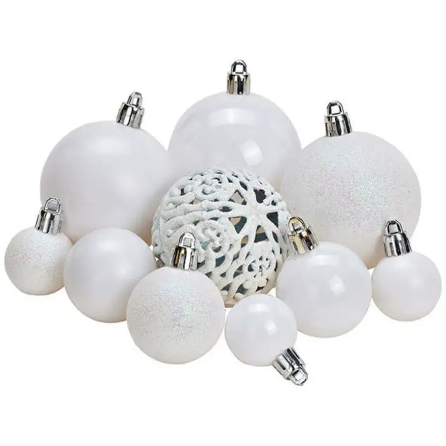 Kerstballen-G. Wurm Kerstballen - 50ST - wit - 3 - 4 - 6 cm - kunststof