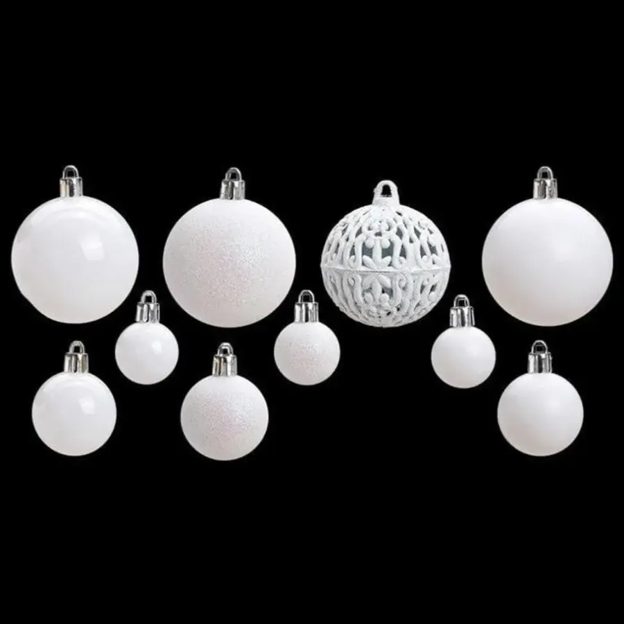 Kerstballen-G. Wurm Kerstballen - 50ST - wit - 3 - 4 - 6 cm - kunststof