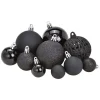 G. Wurm Kerstballen - 50ST - zwart - 3 - 4 - 6 cm - kunststof