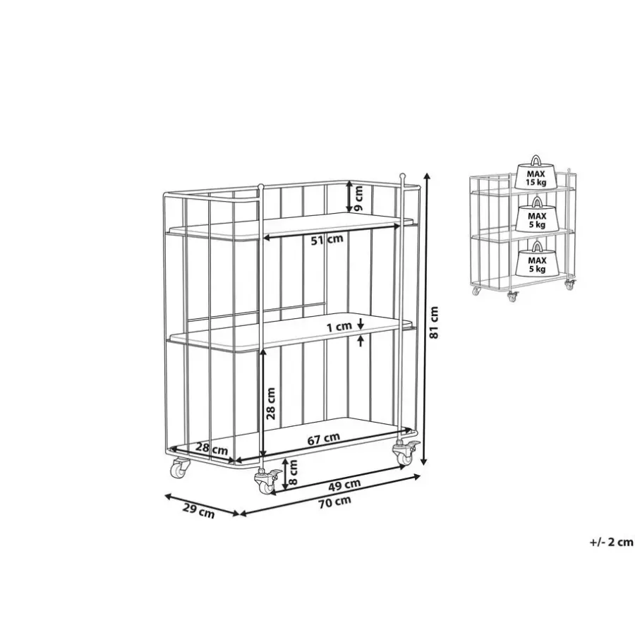 Trolleys-Beliani GABBS - Keukentrolley - Lichte houtkleur - Metaal