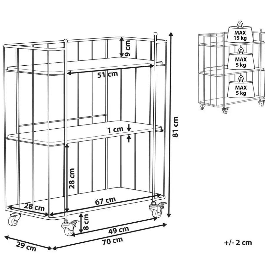 Trolleys-Beliani GABBS - Keukentrolley - Lichte houtkleur - Metaal