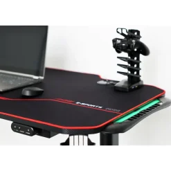 IVOL Gaming bureau zwart/rood - Elektrisch verstelbaar - 140x66 cm