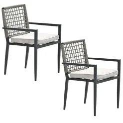 Garden Impressions Burela tuinstoel taupe - 2 stuks