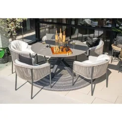 Garden Impressions Delvin tuinset 6-delig - Duuk tuintafel Ø150 cm