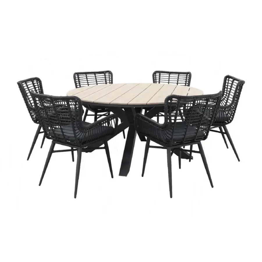 Tuinsets-Garden Impressions Edison 148 cm. - ronde tuinset / Jasmine black