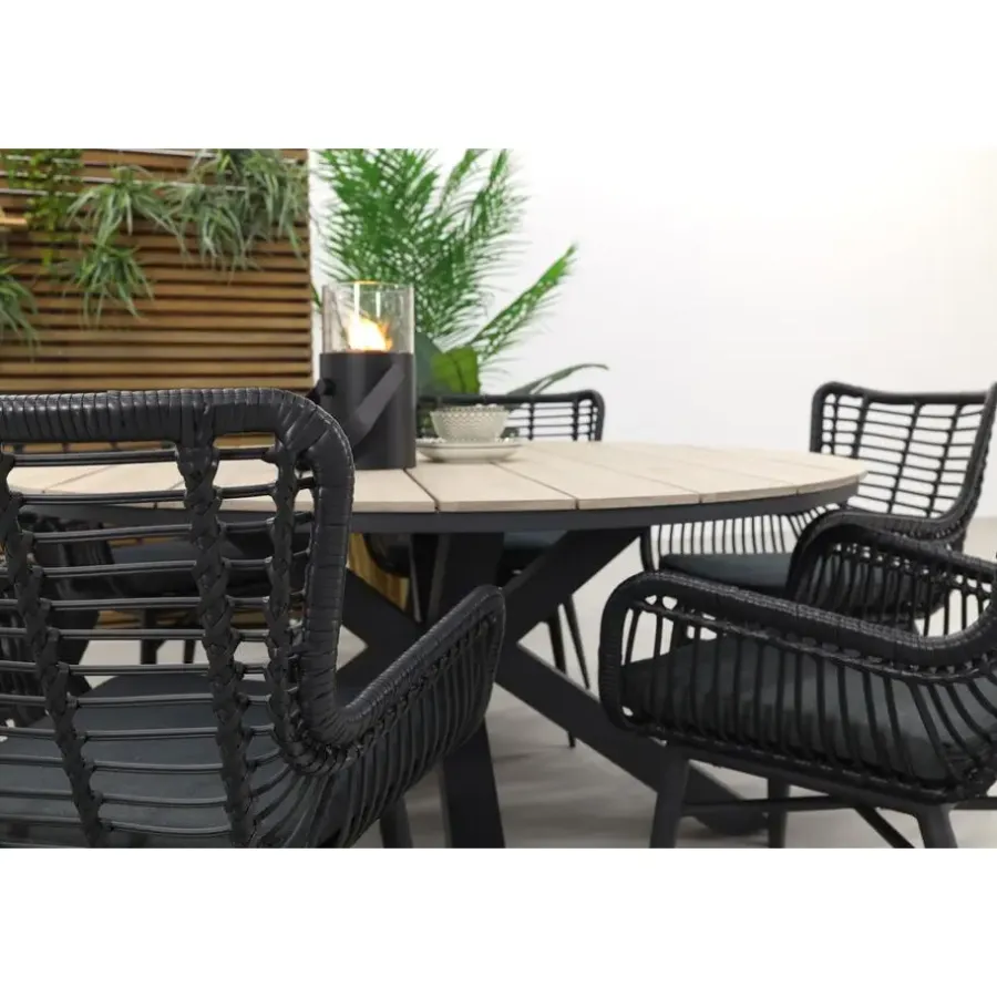Tuinsets-Garden Impressions Edison 148 cm. - ronde tuinset / Jasmine black