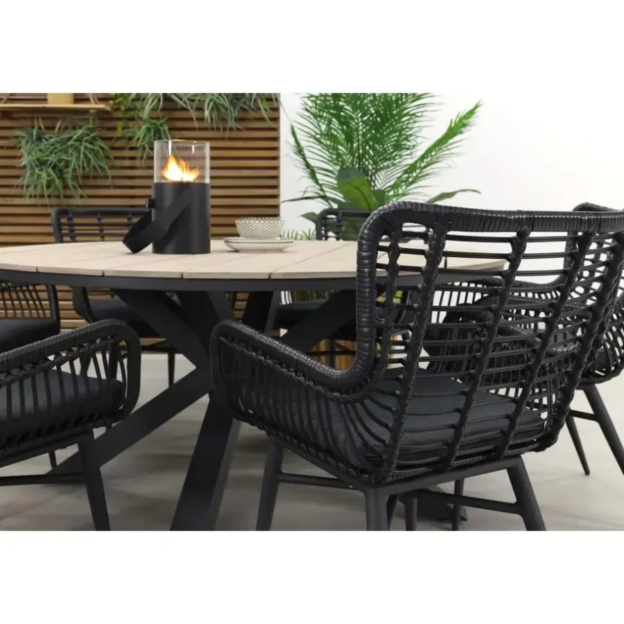 Tuinsets-Garden Impressions Edison 148 cm. - ronde tuinset / Jasmine black
