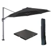 Garden Impressions Hawaii zweefparasol 3.5m zwart met voet en hoes