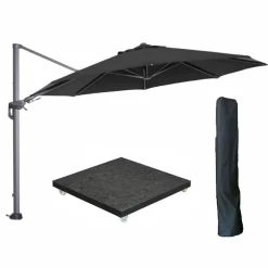 Parasols-Garden Impressions Hawaii zweefparasol 3.5m zwart met voet en hoes