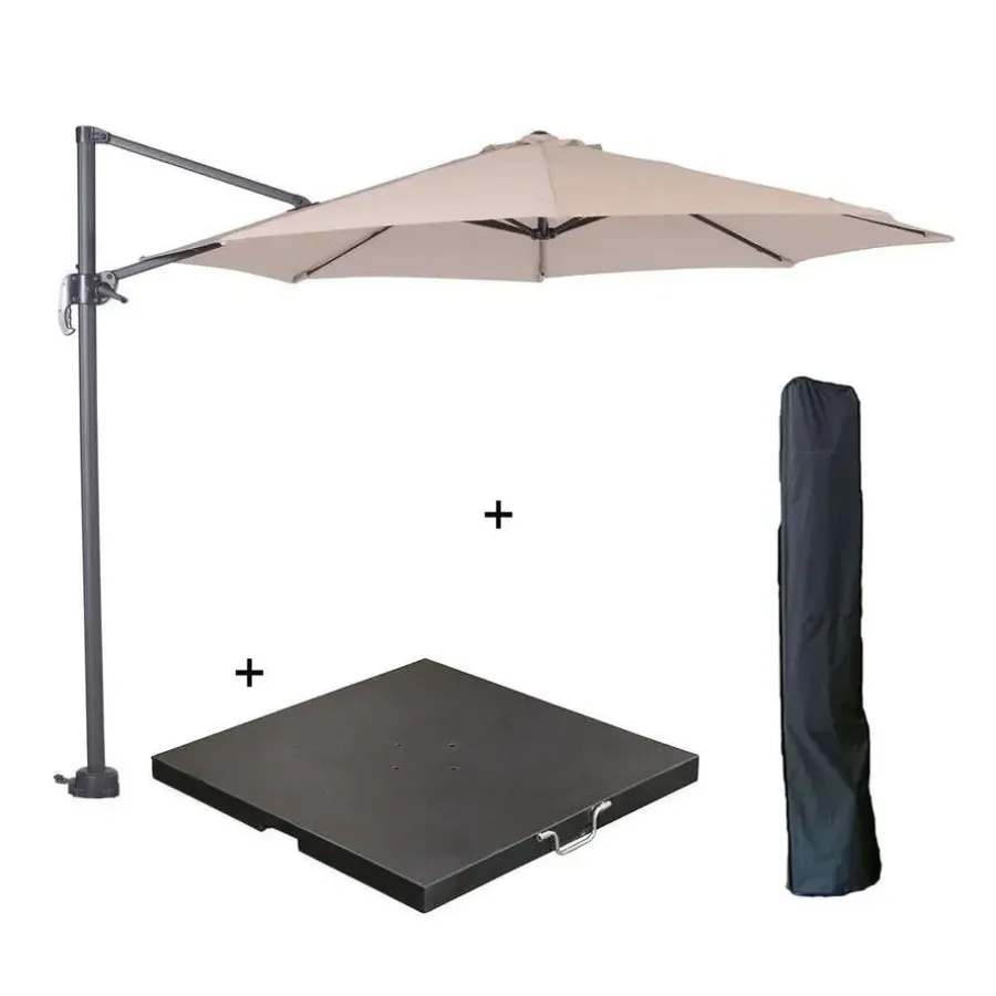 Parasols-Garden Impressions Hawaii parasol S Ø300 ecru + 80kg voet en hoes