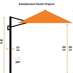 Garden Impressions Hawaii zweefparasol Ø350 cm - frame carbon black - doek zand
