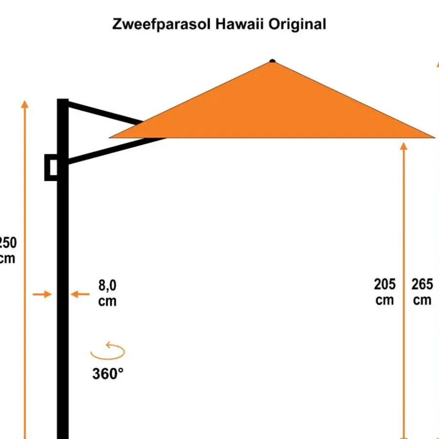 Garden Impressions Hawaii zweefparasol Ø350 cm - frame carbon black - doek zand
