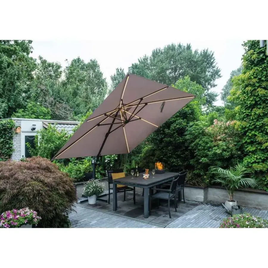 Parasols-Garden Impressions Hawaii zweefparasol Lumen LED 300x300 cm - zand