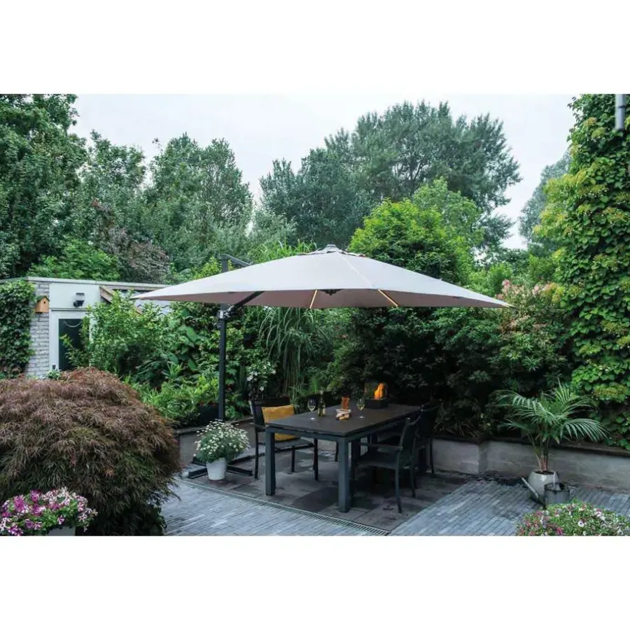Parasols-Garden Impressions Hawaii zweefparasol Lumen LED 300x300 cm - zand