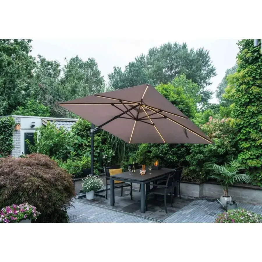 Parasols-Garden Impressions Hawaii zweefparasol Lumen LED 300x300 cm - zand