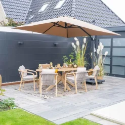 Parasols-Garden Impressions Hawaii zweefparasol 300x300 c. black - taupe